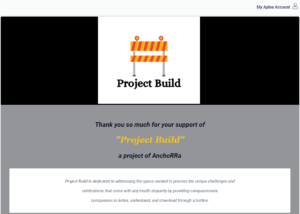 project build fundraising page screenshot